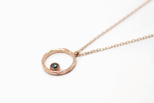 14k 18k natural circle necklace  + rough diamond - 공방301