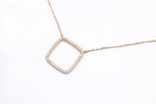 14k 18k twinkling square necklace - 공방301