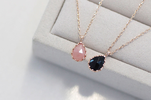 14k 18k Water drop gemstone necklace - 공방301