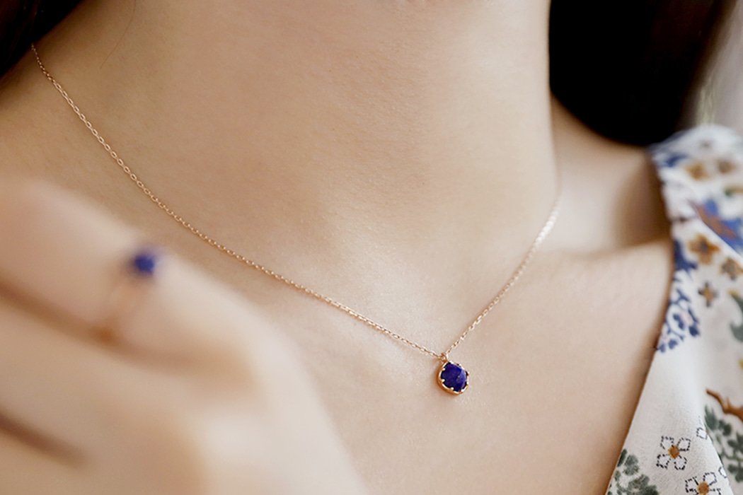 14k18k December present lapis lazuli mini set necklace - 공방301