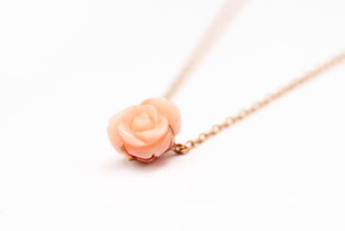 14k 18k Coral pink necklace - 공방301