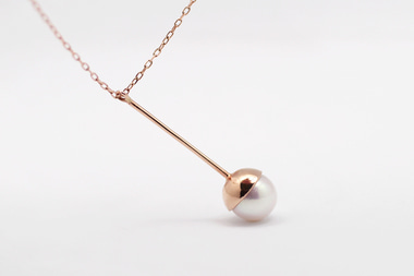 14k 18k One-point pearl stick necklace - 공방301