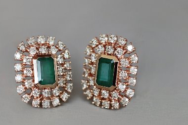 에메랄드 다이아몬드 earring 14k 18k - 공방301